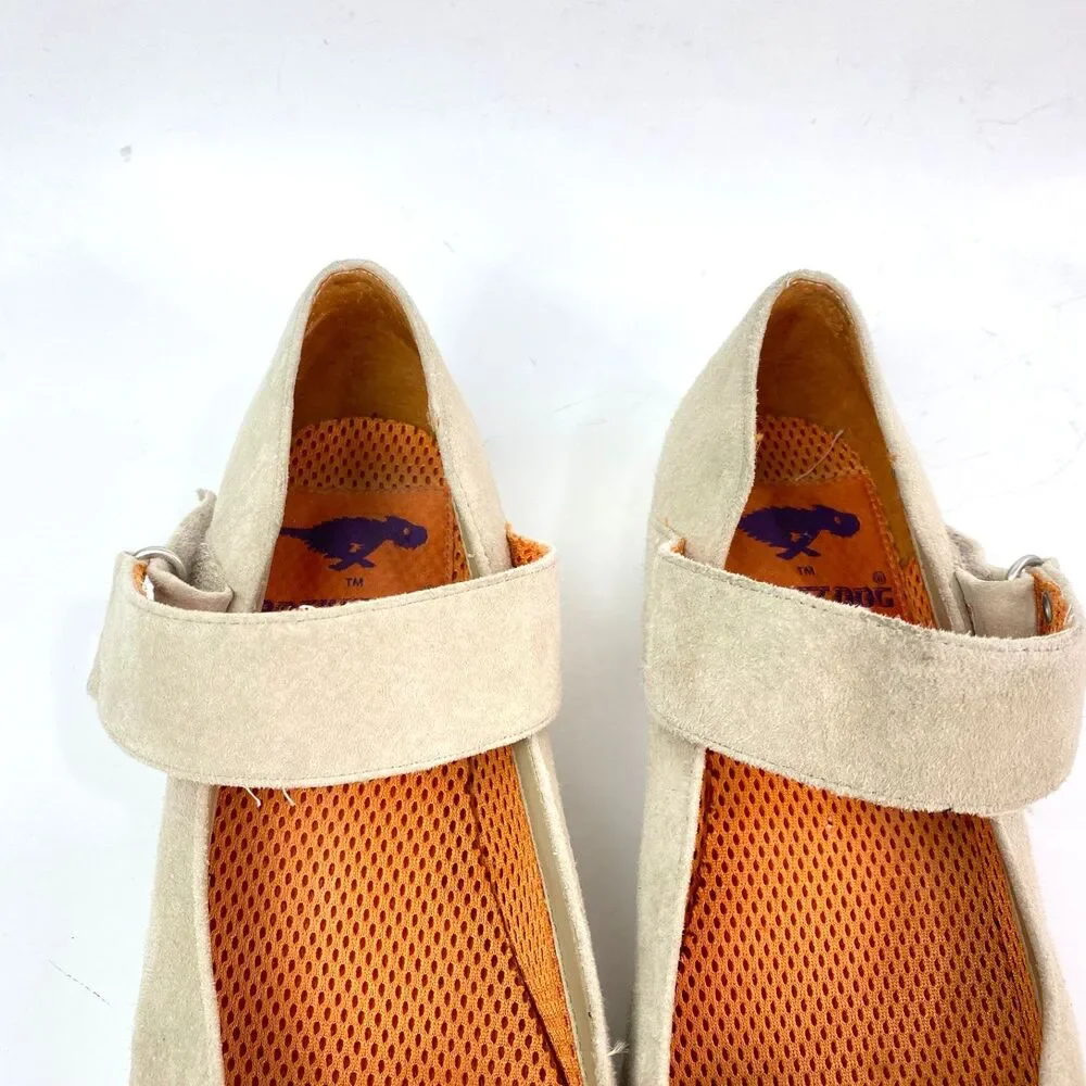 Rocket Dog Leather Nubuck Neutral Beige Loafer Flats Straps Pointed Toe Career